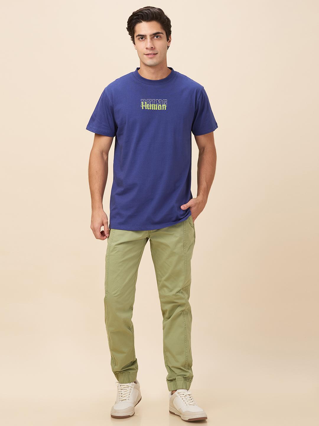 Green Regular Fit Joggers For Men By Being Human Clothing