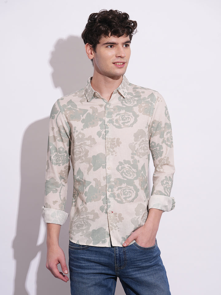 Grey Regular Fit Regular Collar Men's Shirt by Being Human Clothing