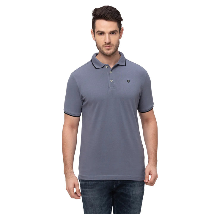 Grey Regular Fit Men's Polo T-Shirt