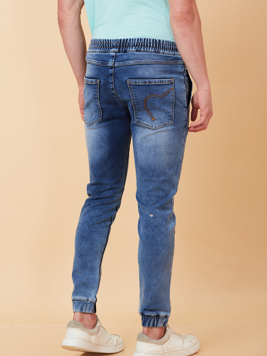 Light Blue Jogger Fit Denims For Men By Being Human Clothing