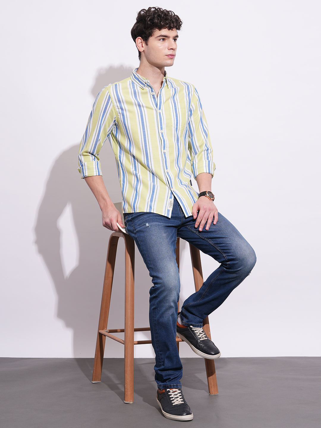 Lime Regular Fit Regular Collar Men's Shirt by Being Human Clothing