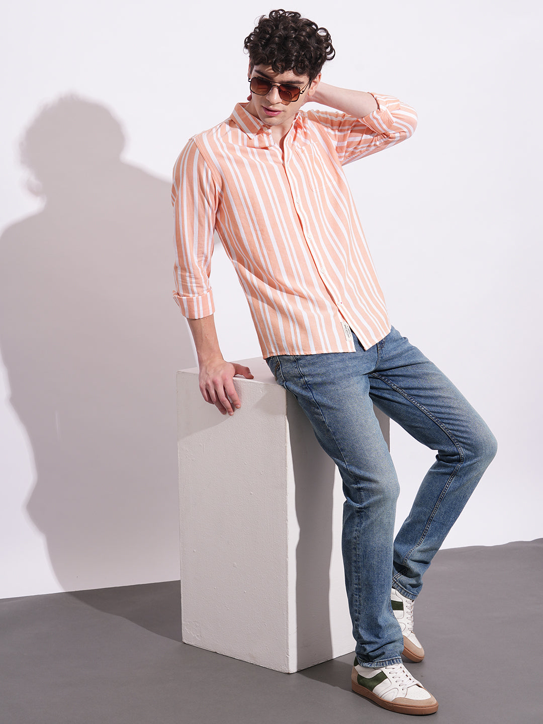 Orange Regular Fit Regular Collar Men's Shirt by Being Human Clothing