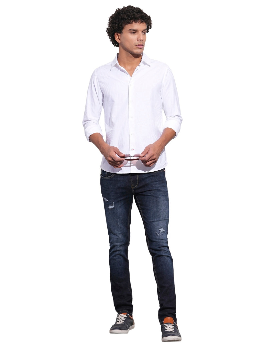 White Regular Fit Regular Collar Men's Shirt by Being Human Clothing