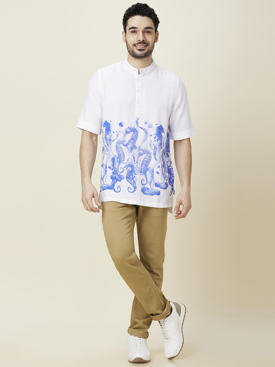 White Regular Fit Regular Collar Men's Shirt by Being Human Clothing