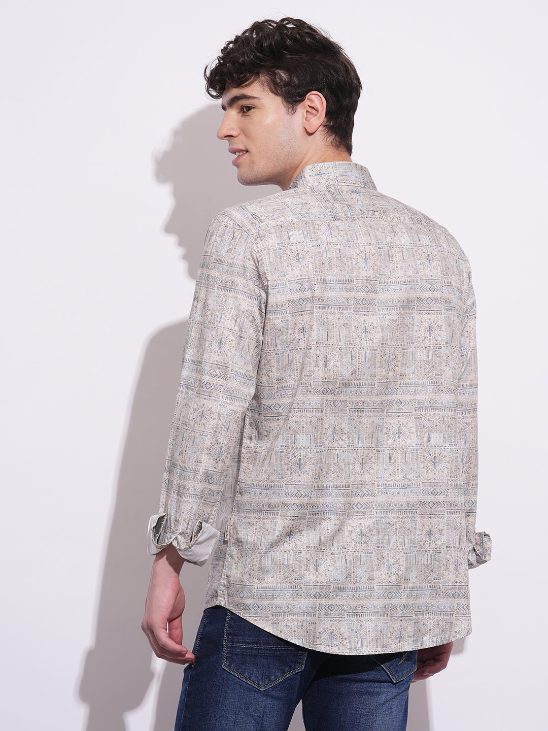 Blue Regular Fit Regular Collar Men's Shirt by Being Human Clothing