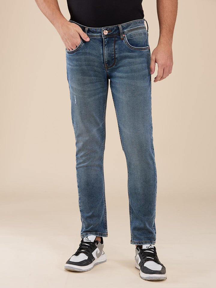 Blue Straight Fit Denims For Men By Being Human Clothing