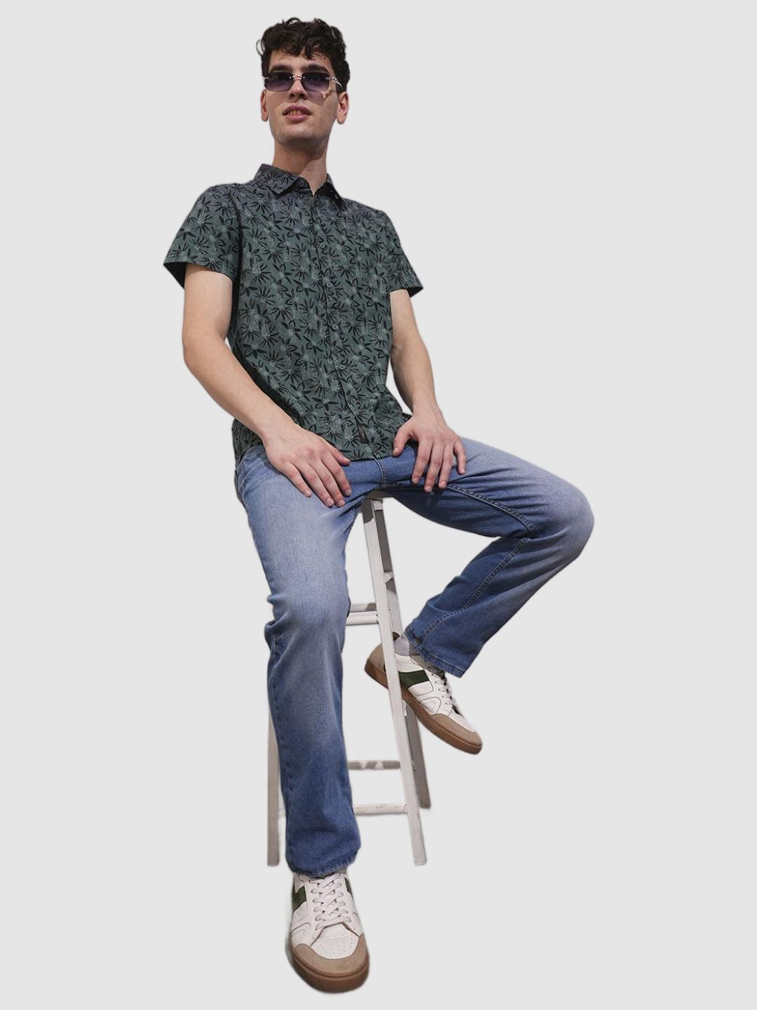 Grey Slim Fit Regular Collar Men's Shirt by Being Human Clothing