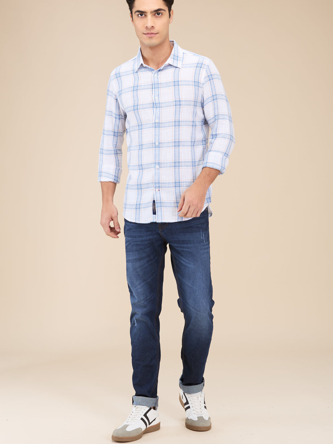 White Slim Fit Regular Collar Men's Shirt by Being Human Clothing