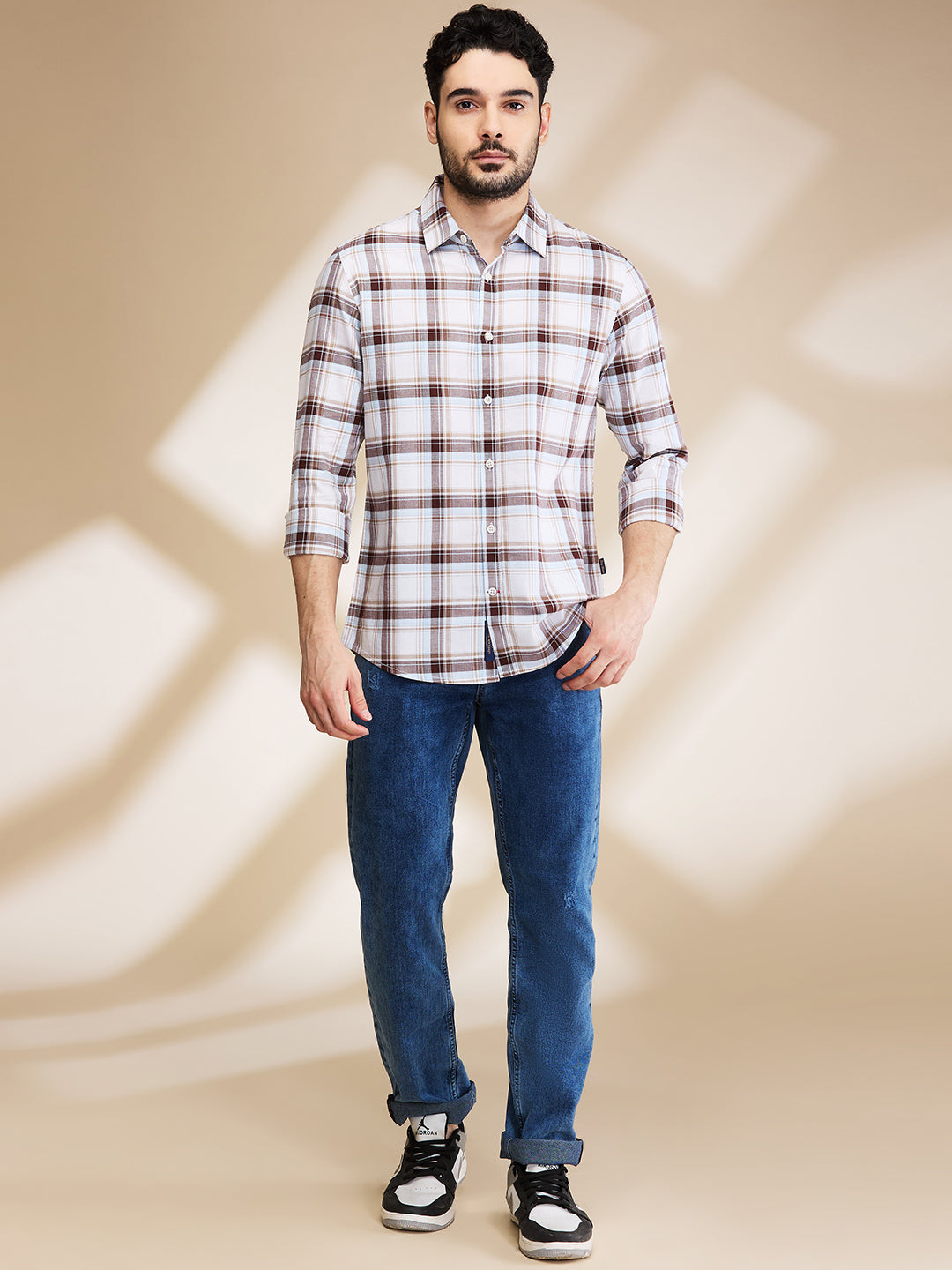 White Slim Fit Regular Collar Men's Shirt by Being Human Clothing