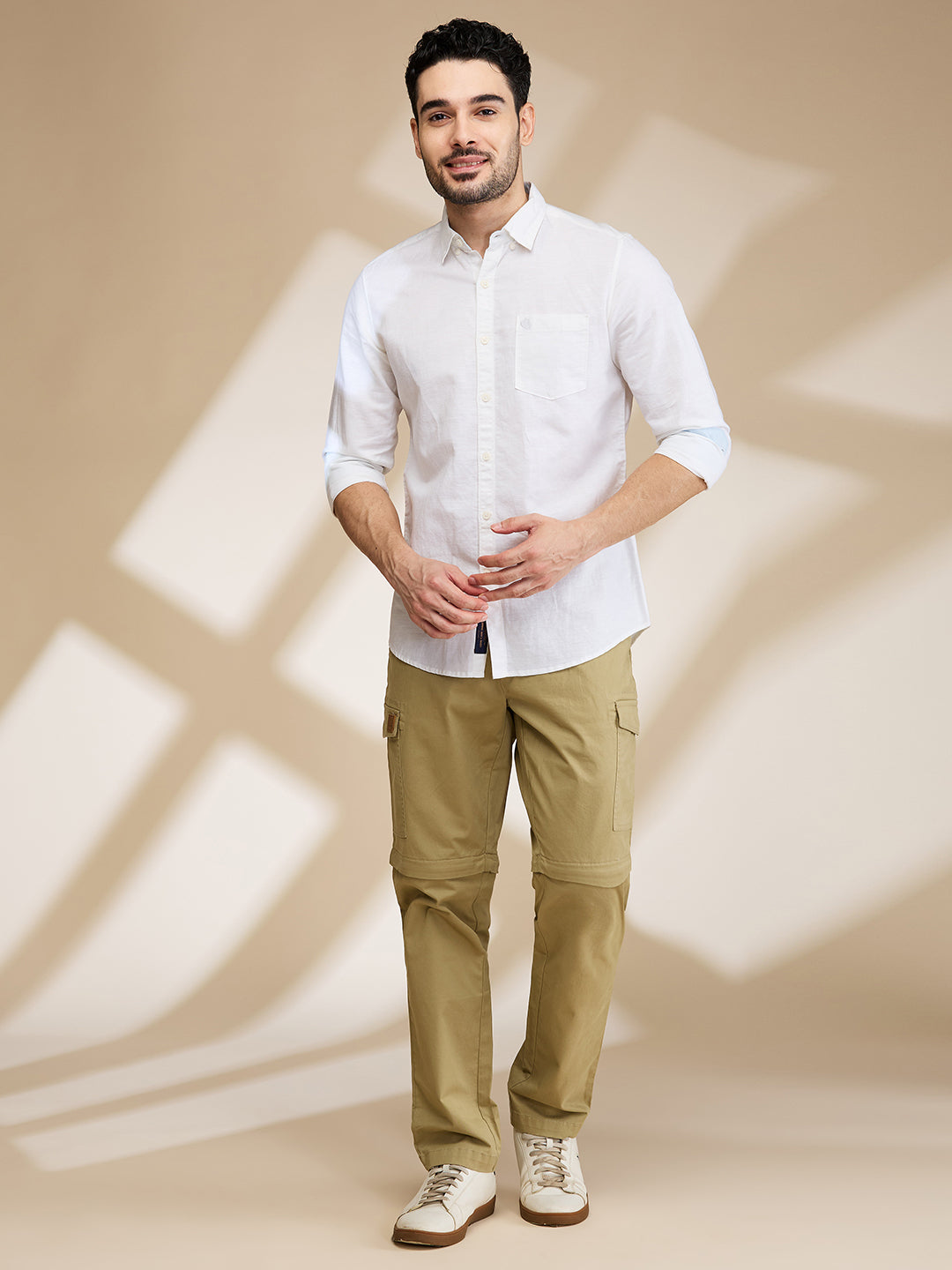 White Slim Fit Regular Collar Men's Shirt by Being Human Clothing