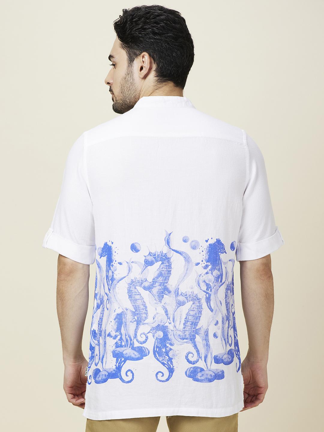 White Regular Fit Regular Collar Men's Shirt by Being Human Clothing