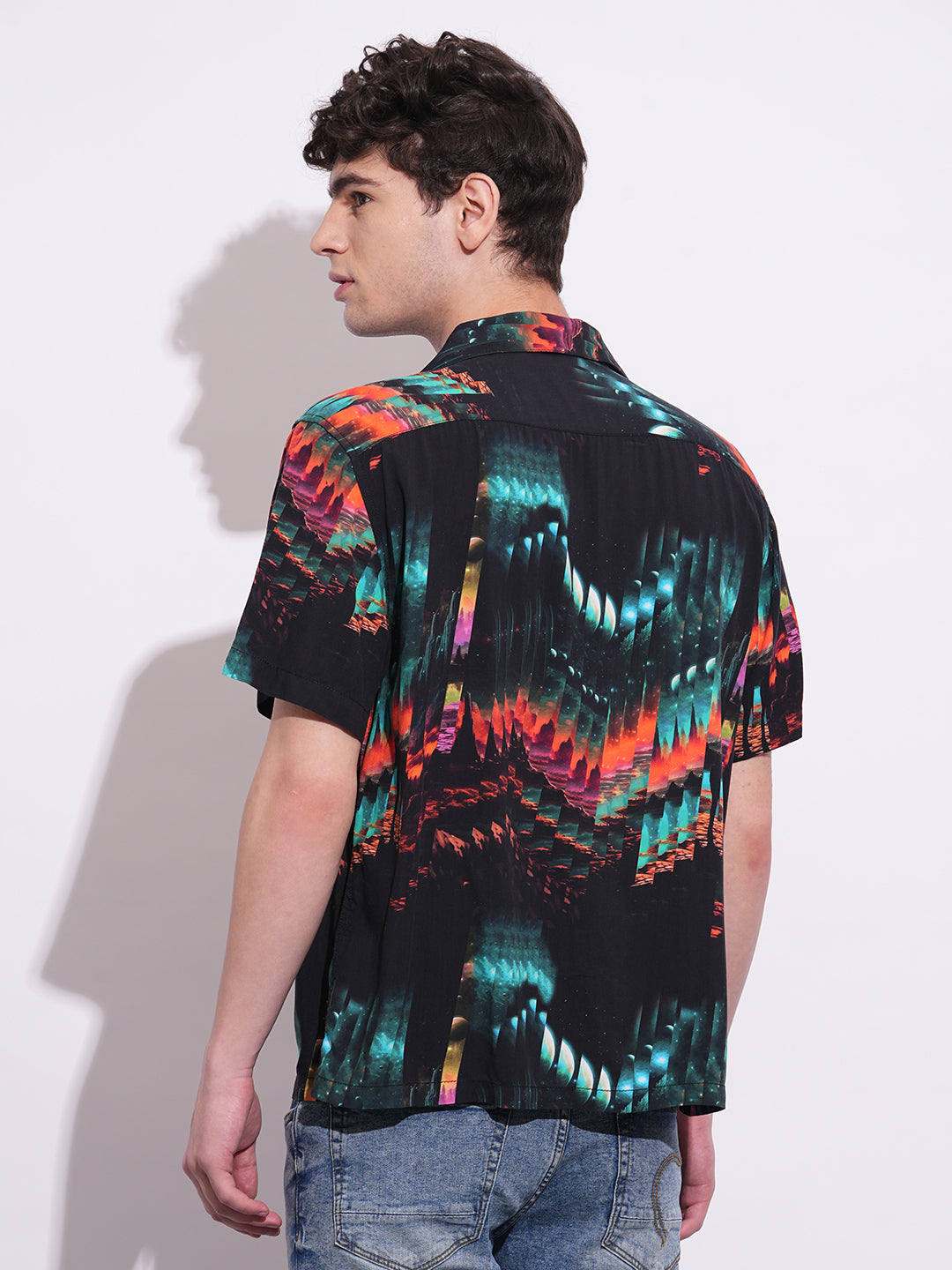 Black Easy Fit Regular Collar Men's Shirt by Being Human Clothing