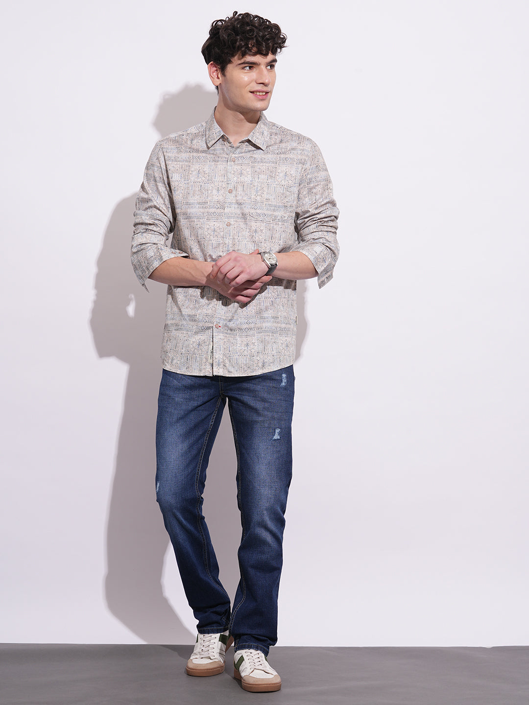 Blue Regular Fit Regular Collar Men's Shirt by Being Human Clothing