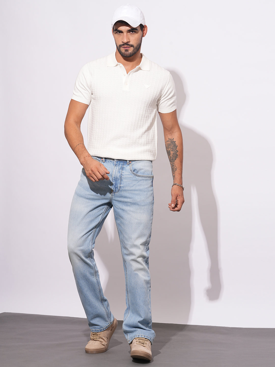 Light Blue Anti Fit Denims For Men By Being Human Clothing