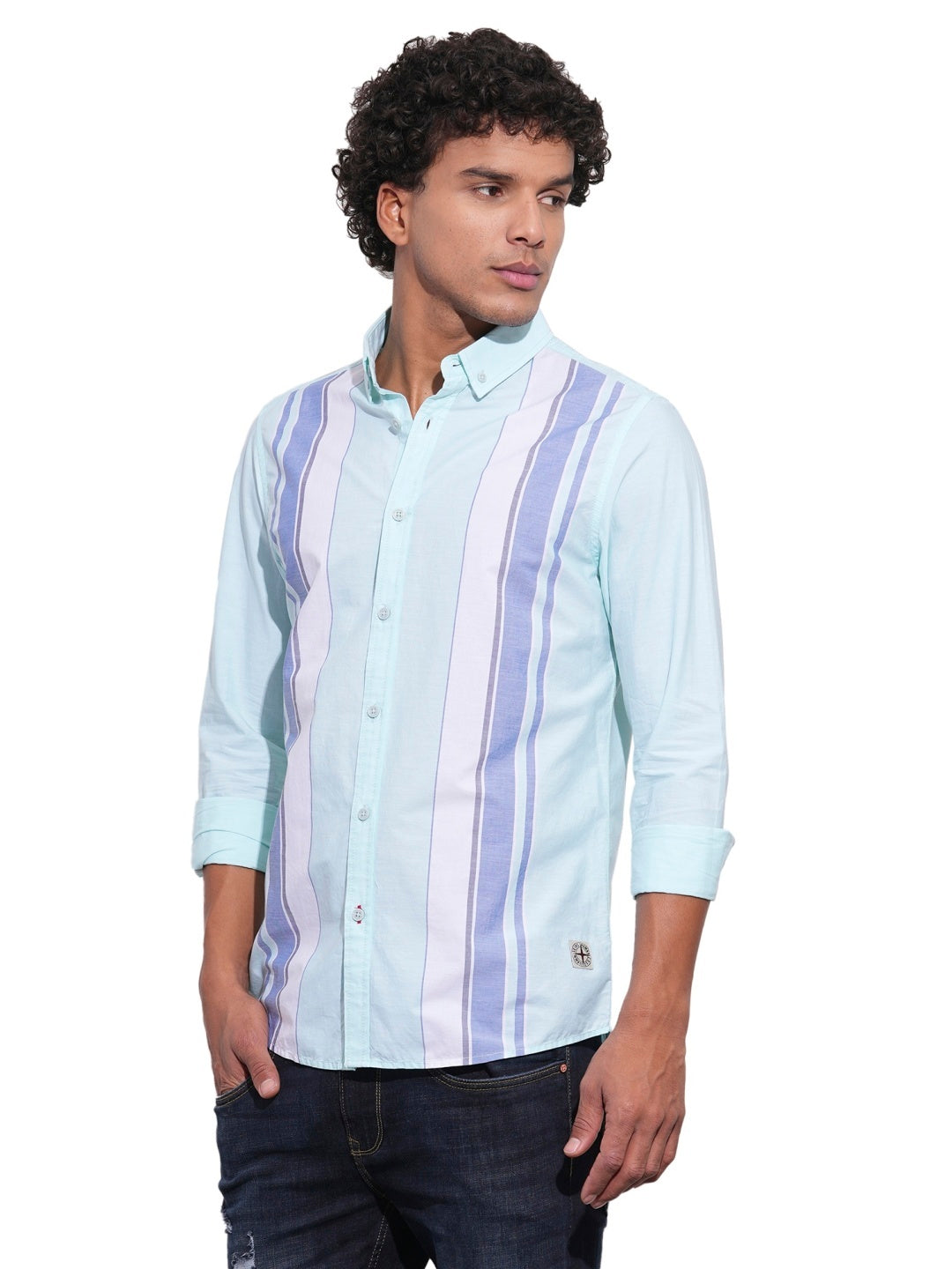 Sea Green Regular Fit Regular Collar Men's Shirt by Being Human Clothing