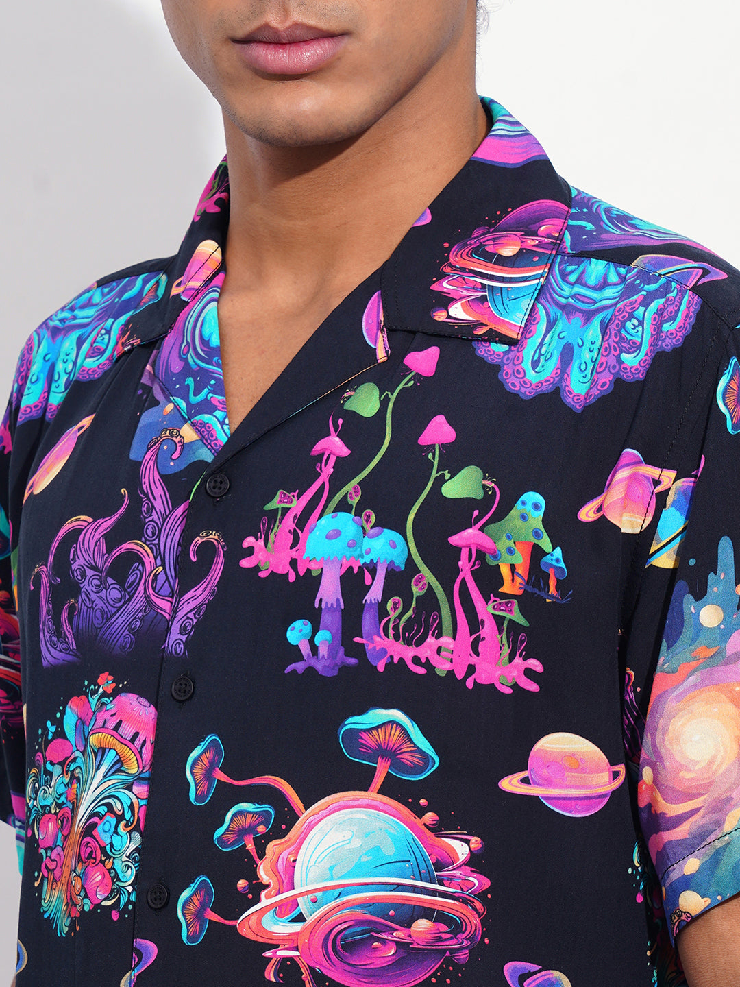 Black Easy Fit Regular Collar Men's Shirt by Being Human Clothing