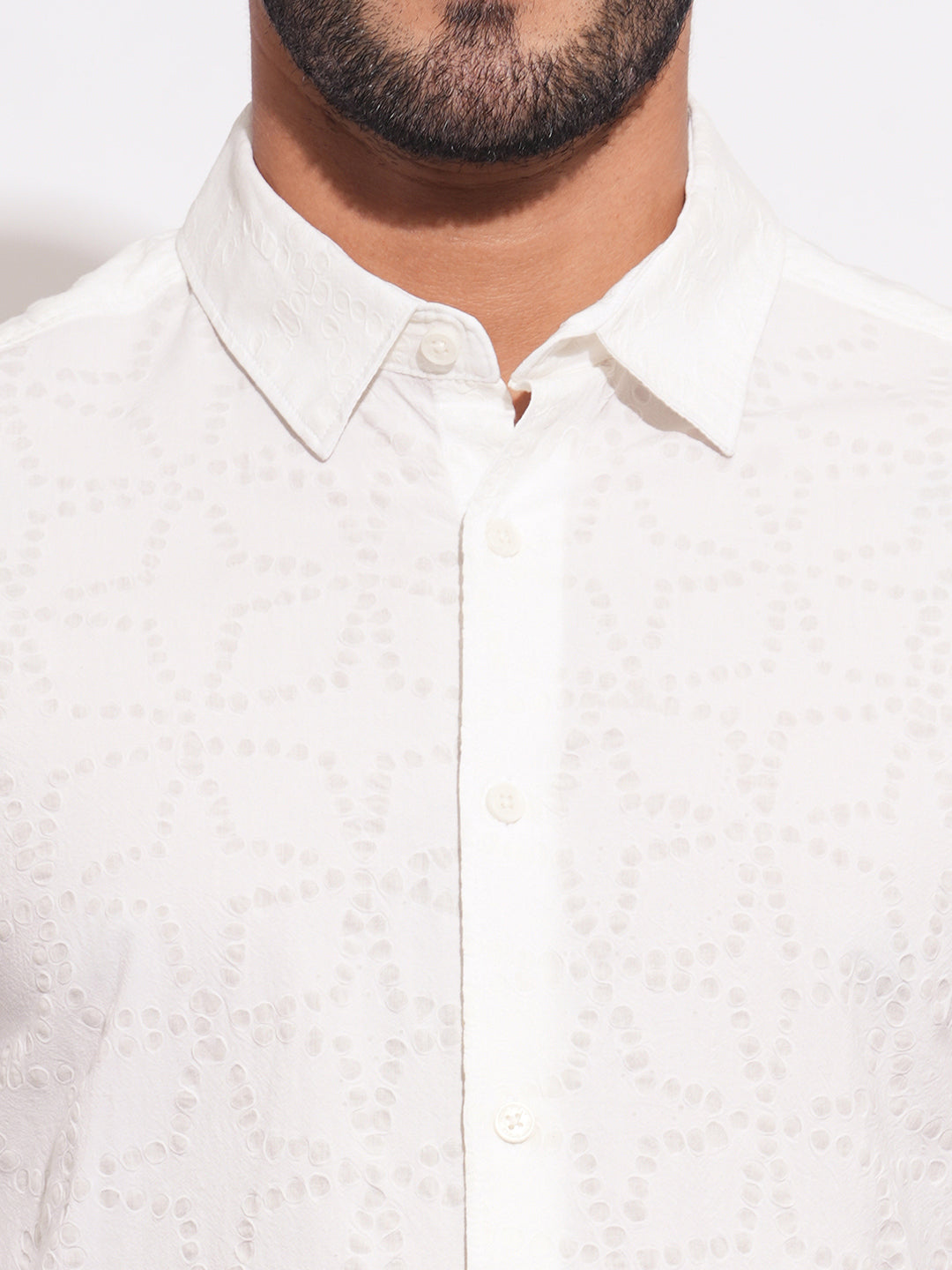 White Regular Fit Regular Collar Men's Shirt by Being Human Clothing