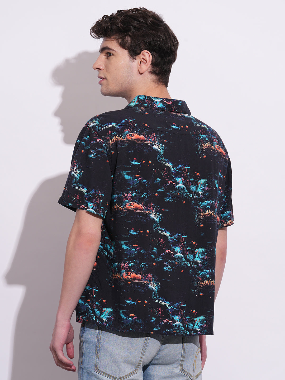 Black Easy Fit Regular Collar Men's Shirt by Being Human Clothing