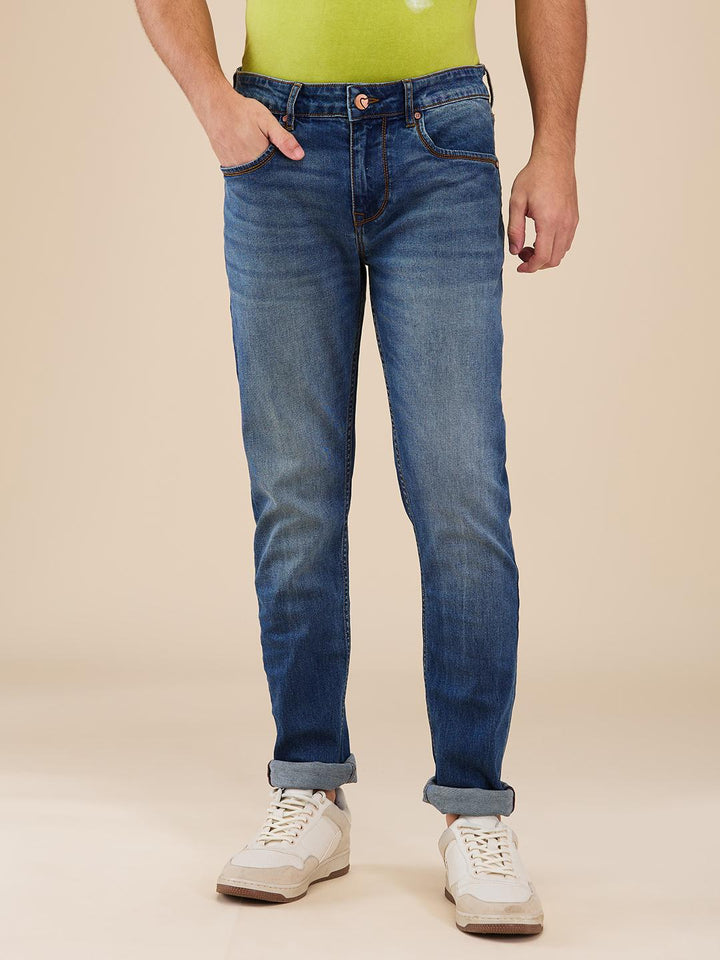 Blue Slim Fit Denims For Men By Being Human Clothing