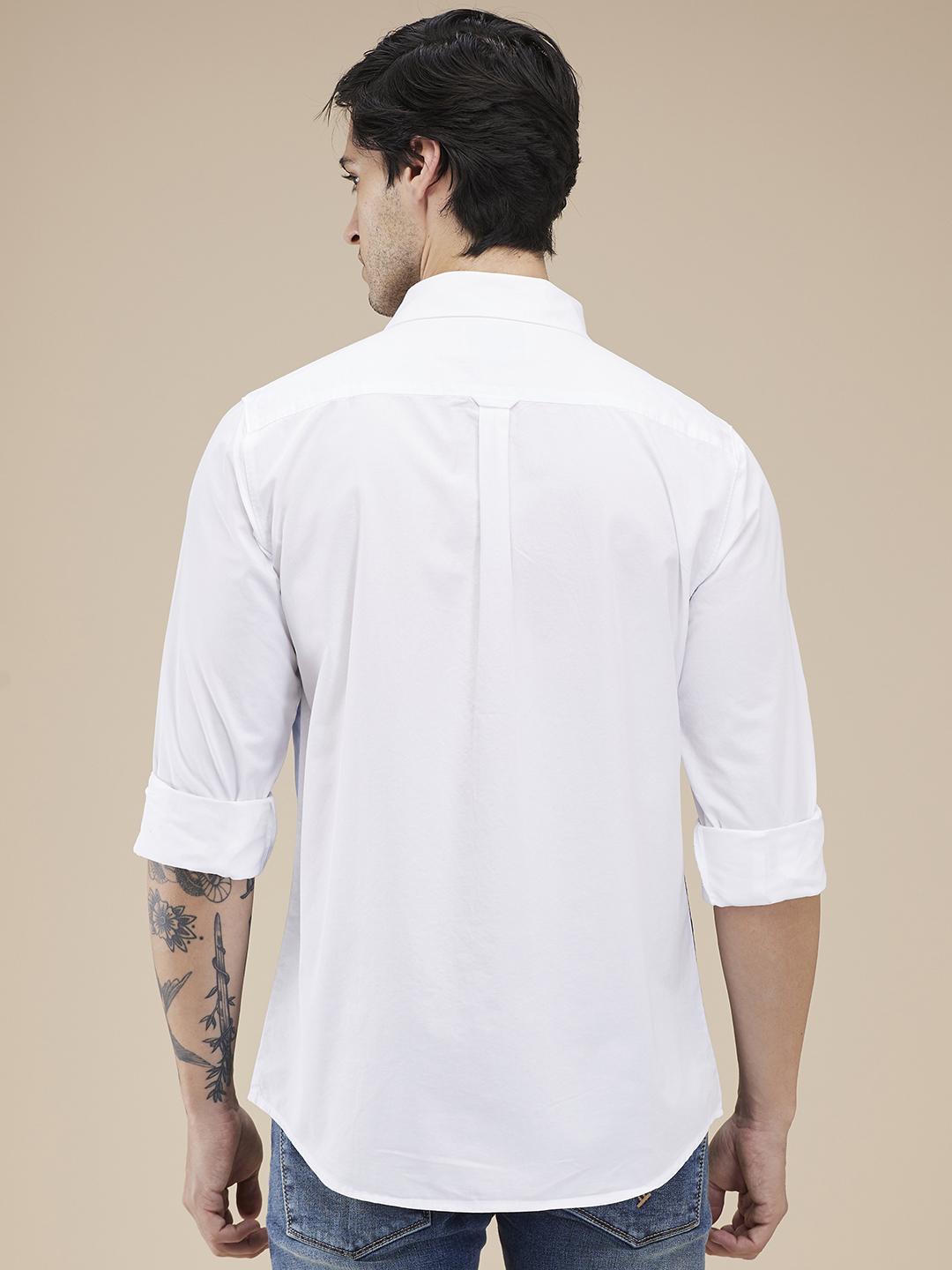White Regular Fit Regular Collar Men's Shirt by Being Human Clothing