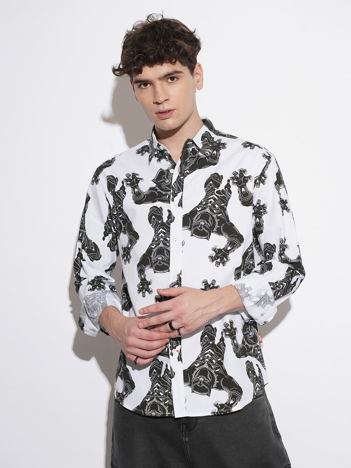 White Comfort Fit Regular Collar Men's Shirt by Being Human Clothing