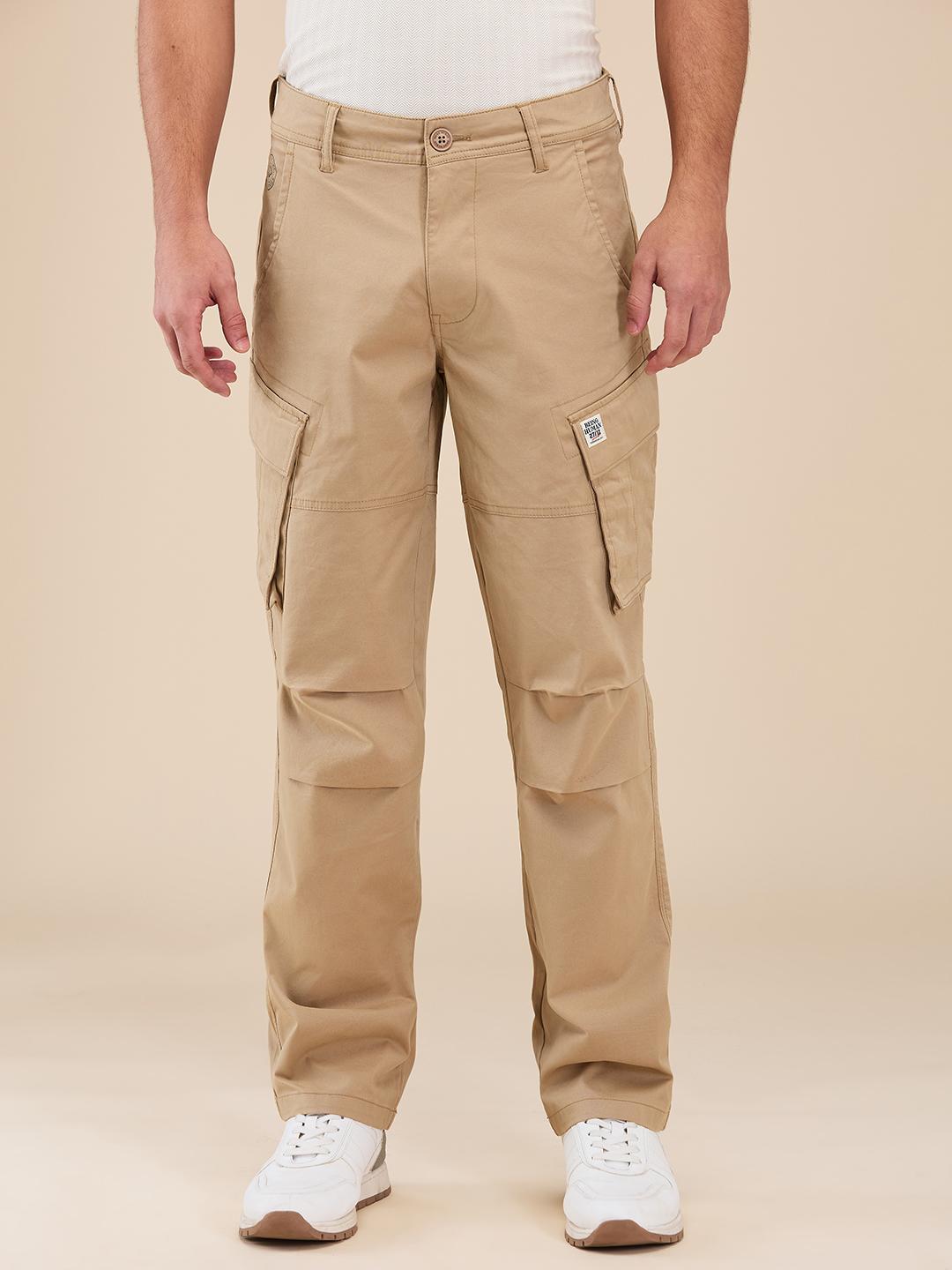 Khaki Slim Fit Cargo For Men By Being Human Clothing
