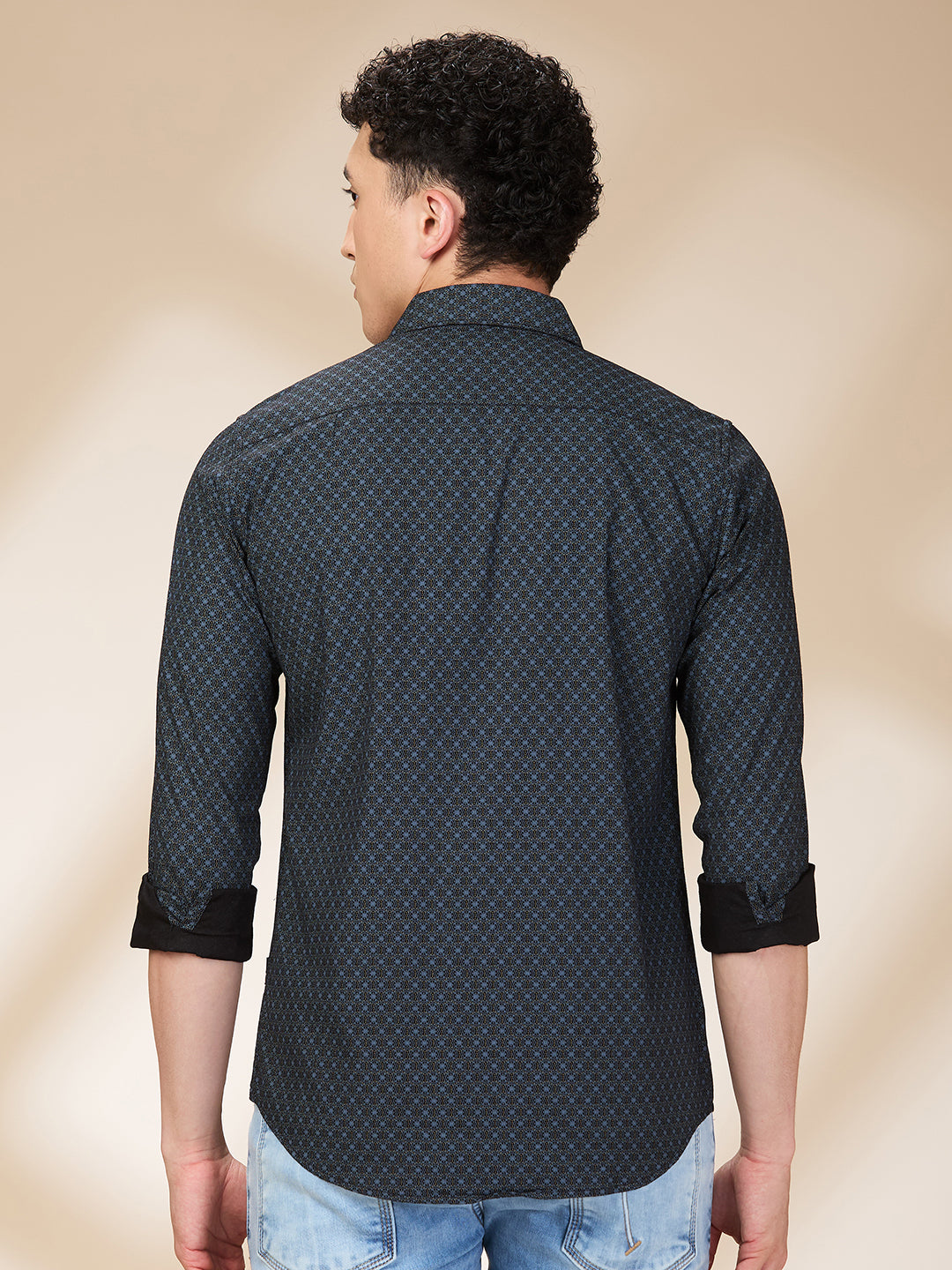 Grey Slim Straight Fit Regular Collar Long Sleeves Men's Shirt by Being Human Clothing