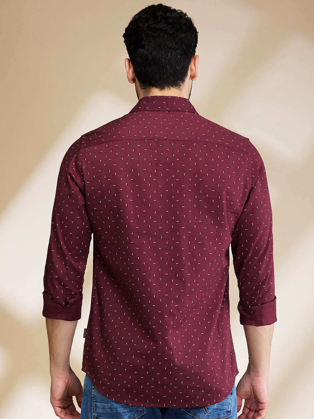 Red Slim Straight Fit Regular Collar Long Sleeves Men's Shirt by Being Human Clothing