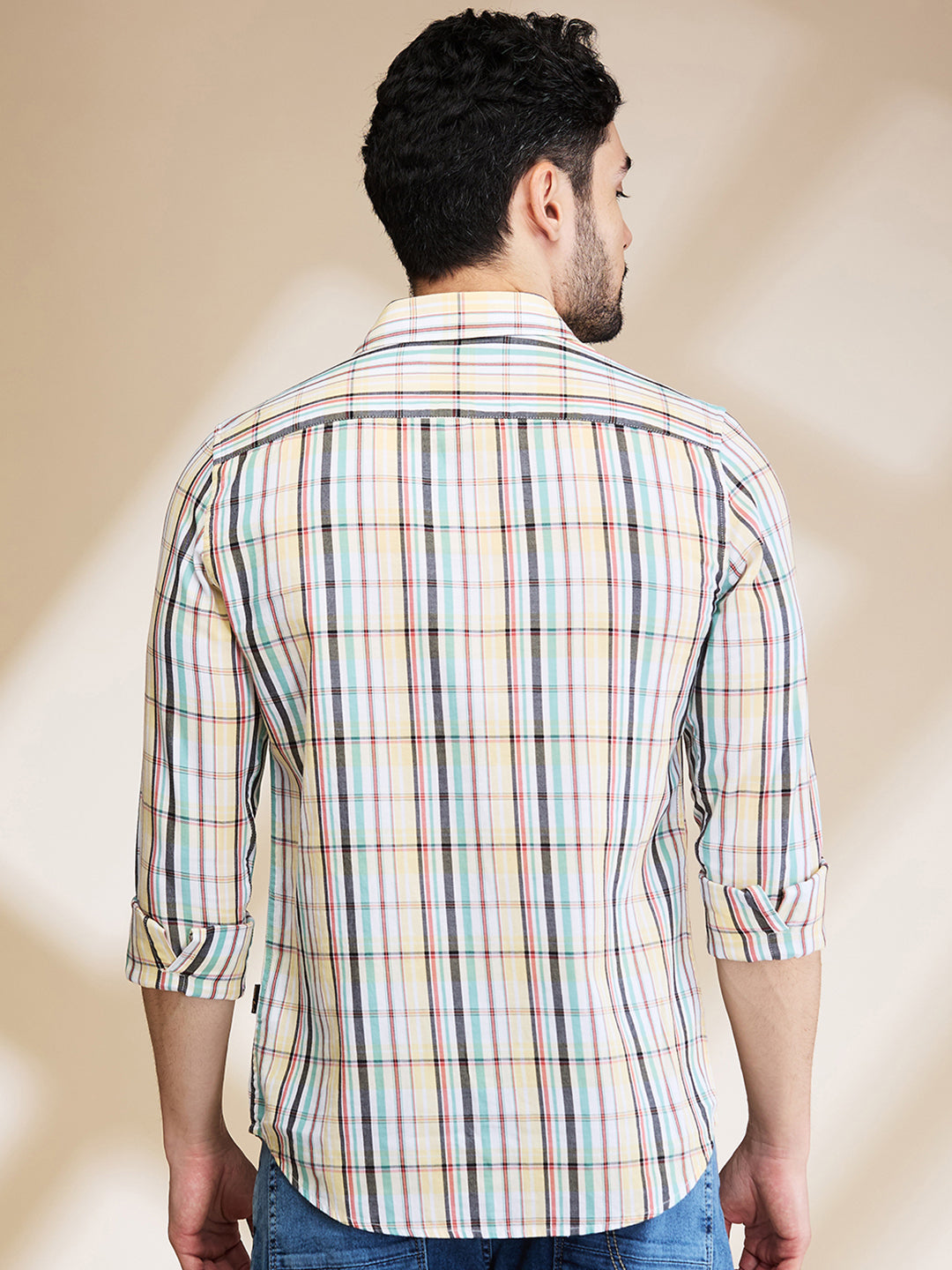 White Slim Fit Regular Collar Men's Shirt by Being Human Clothing