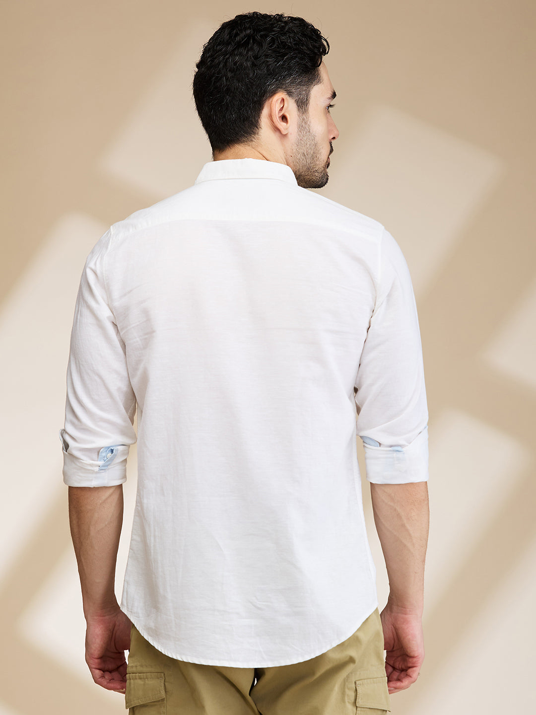 White Slim Fit Regular Collar Men's Shirt by Being Human Clothing