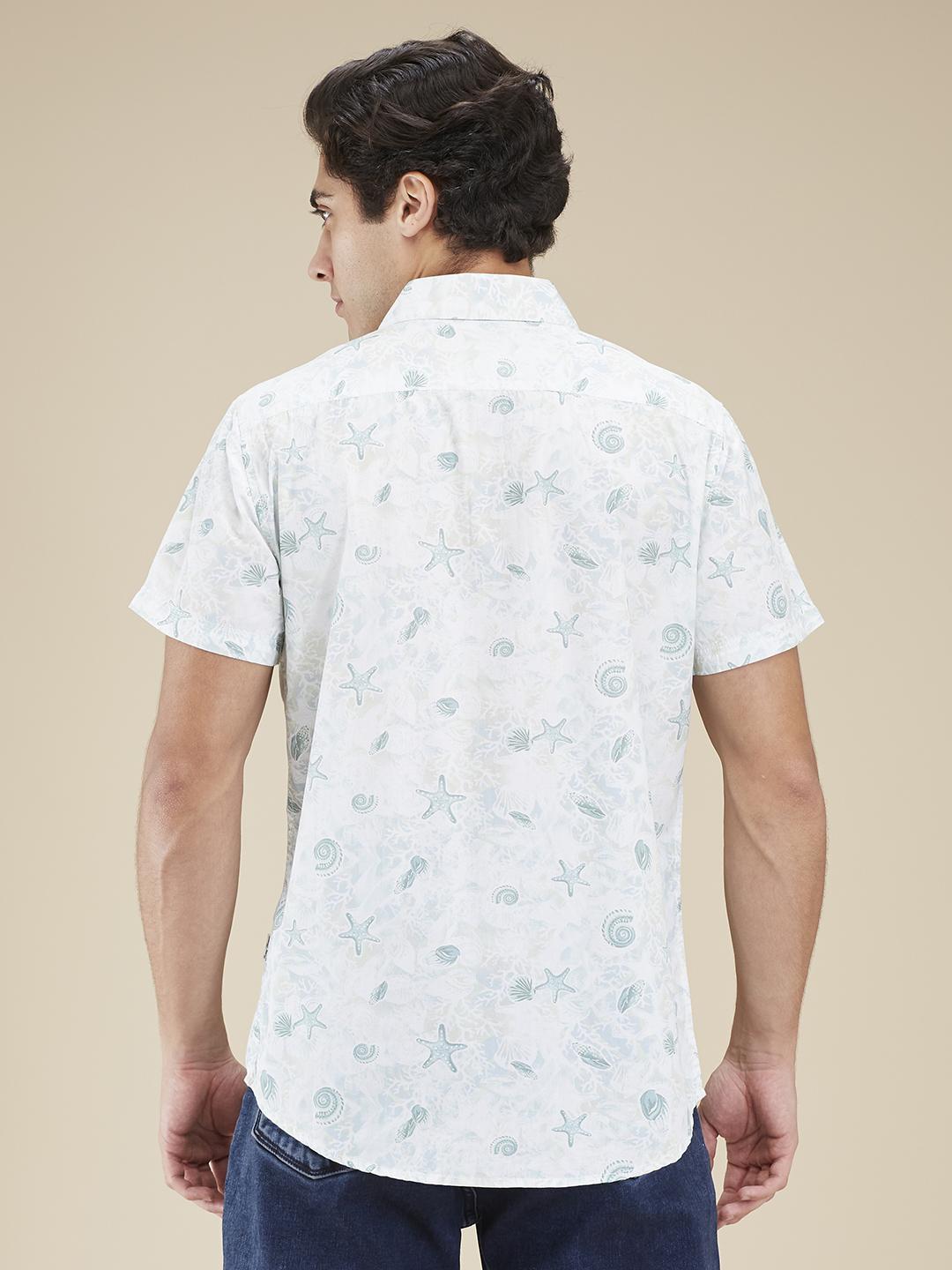 White Regular Fit Regular Collar Men's Shirt by Being Human Clothing