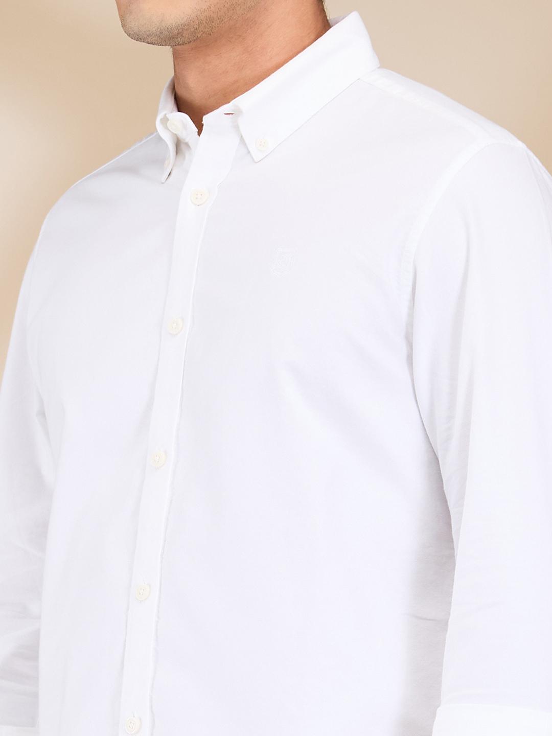 White Slim Fit Regular Collar Men's Shirt by Being Human Clothing