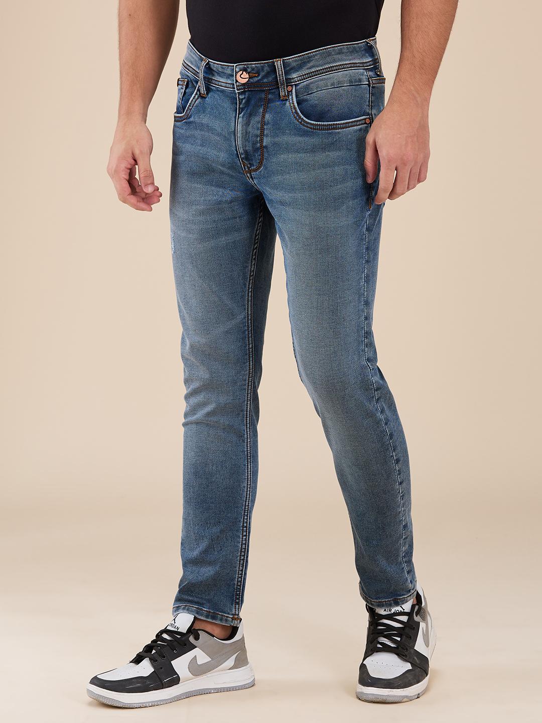 Blue Straight Fit Denims For Men By Being Human Clothing