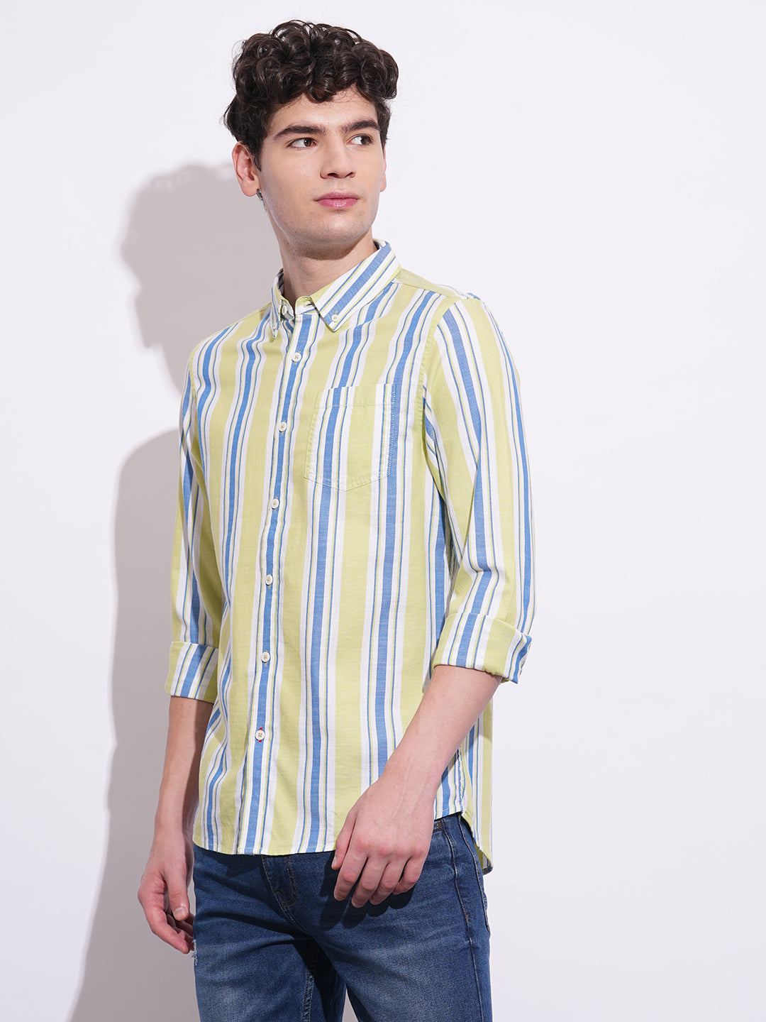 Lime Regular Fit Regular Collar Men's Shirt by Being Human Clothing