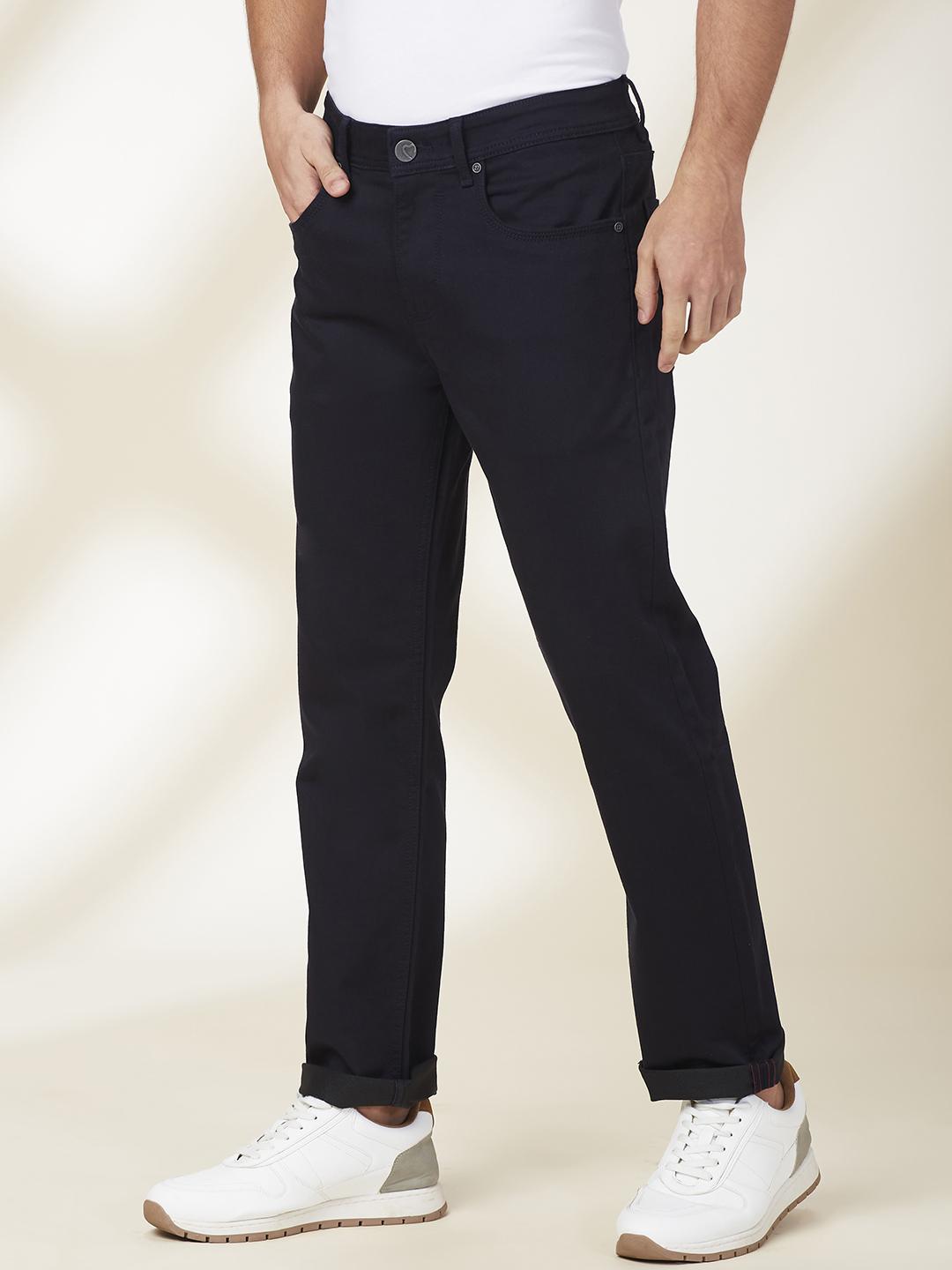 Navy Straight Fit Denims For Men By Being Human Clothing