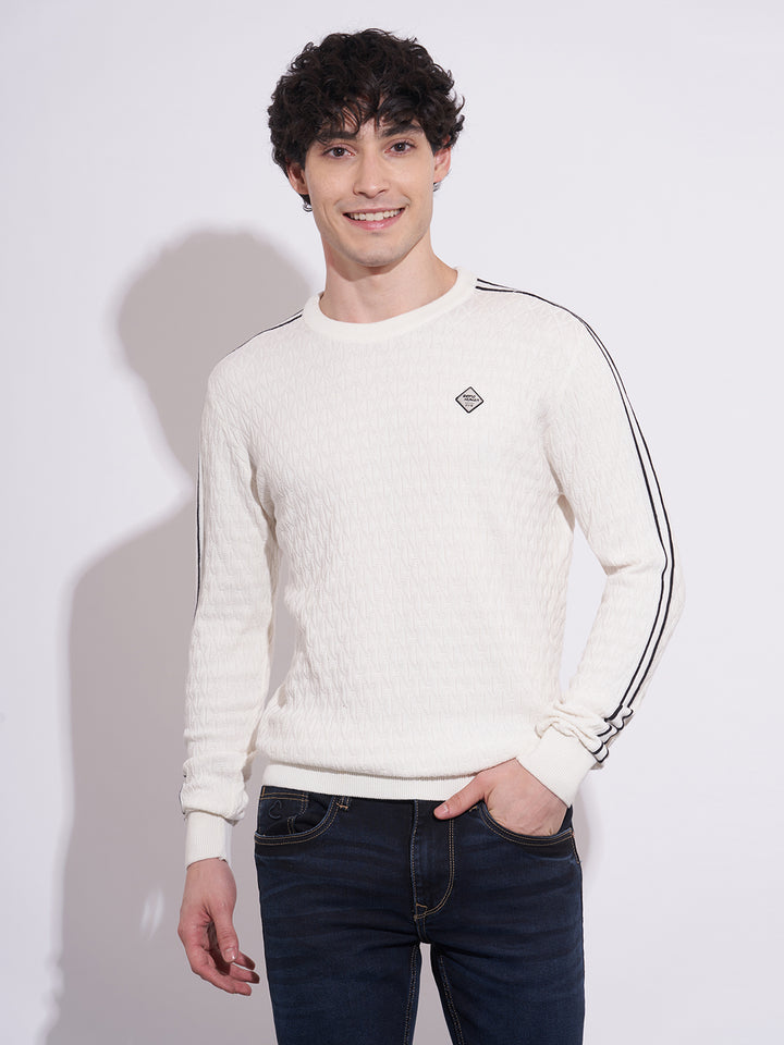 White Regular Fit Men's Sweatshirt