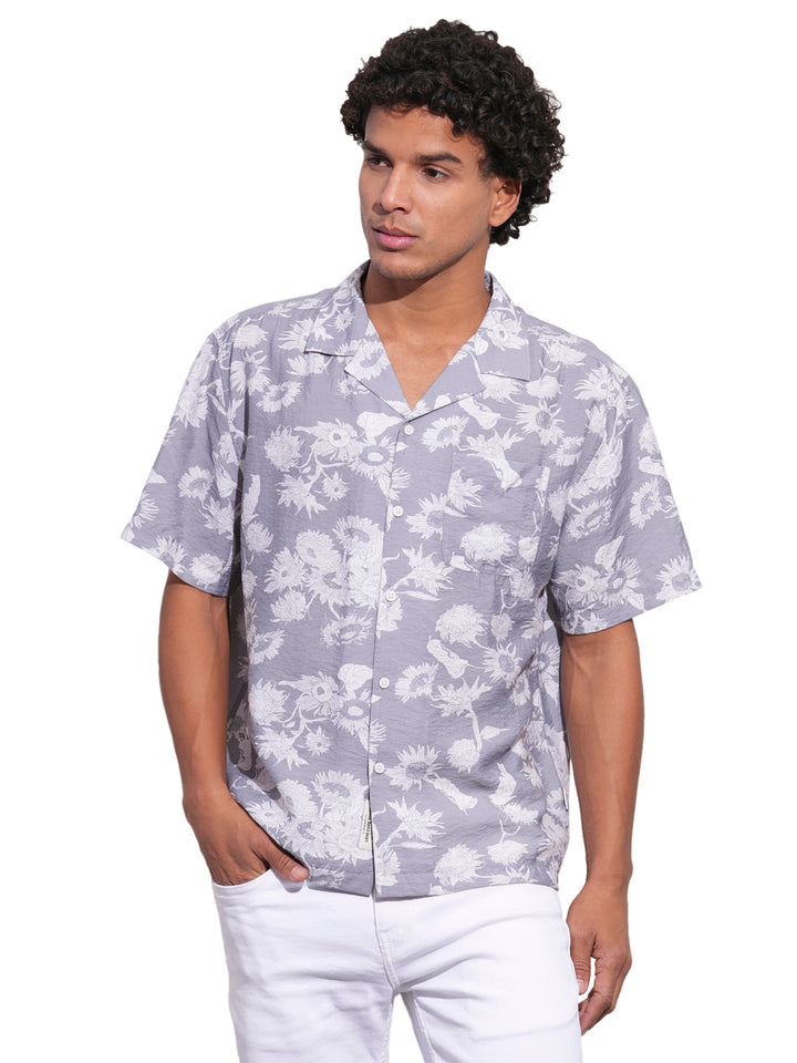 Grey Easy Fit Regular Collar Men's Shirt by Being Human Clothing
