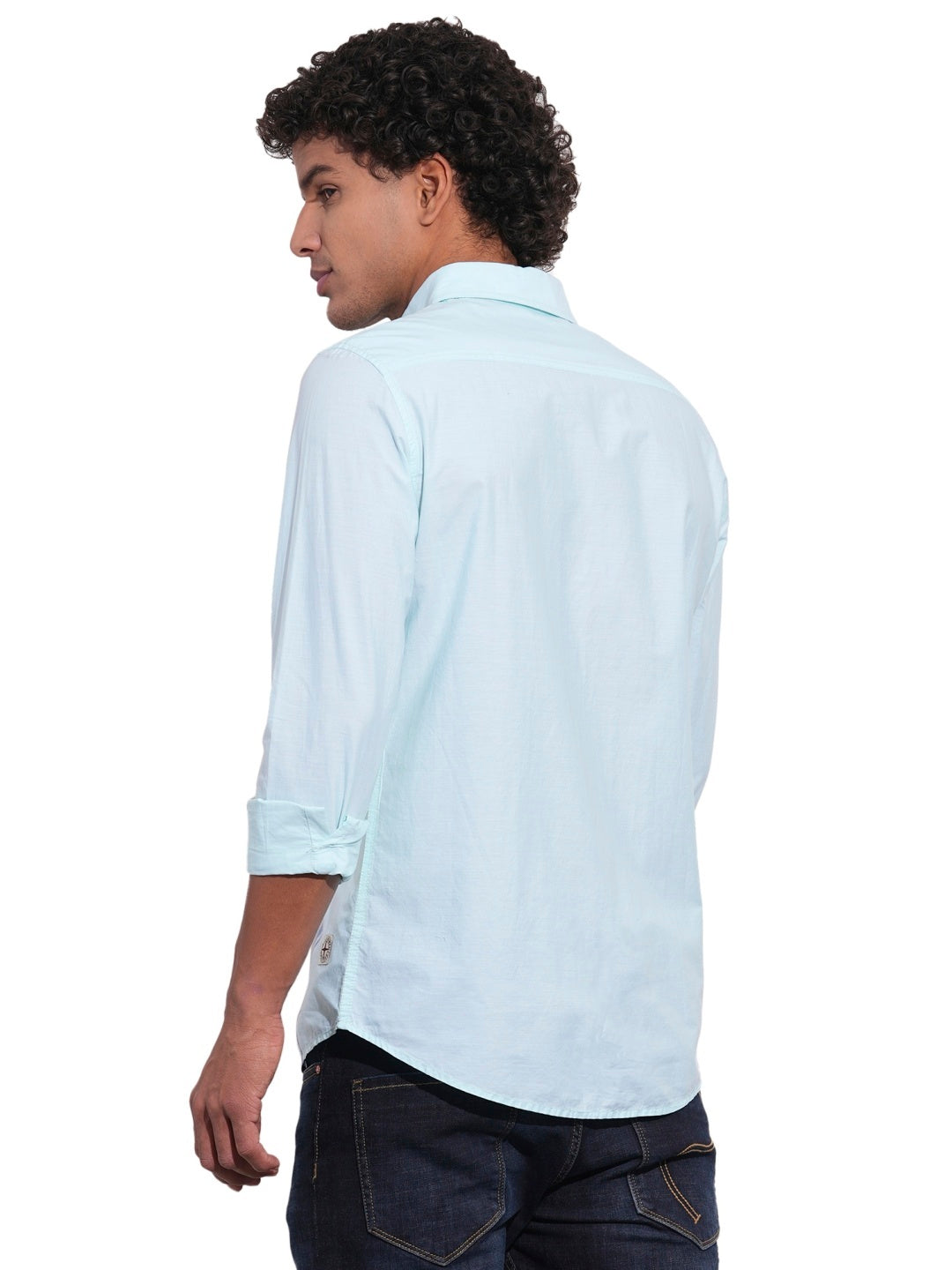 Sea Green Regular Fit Regular Collar Men's Shirt by Being Human Clothing