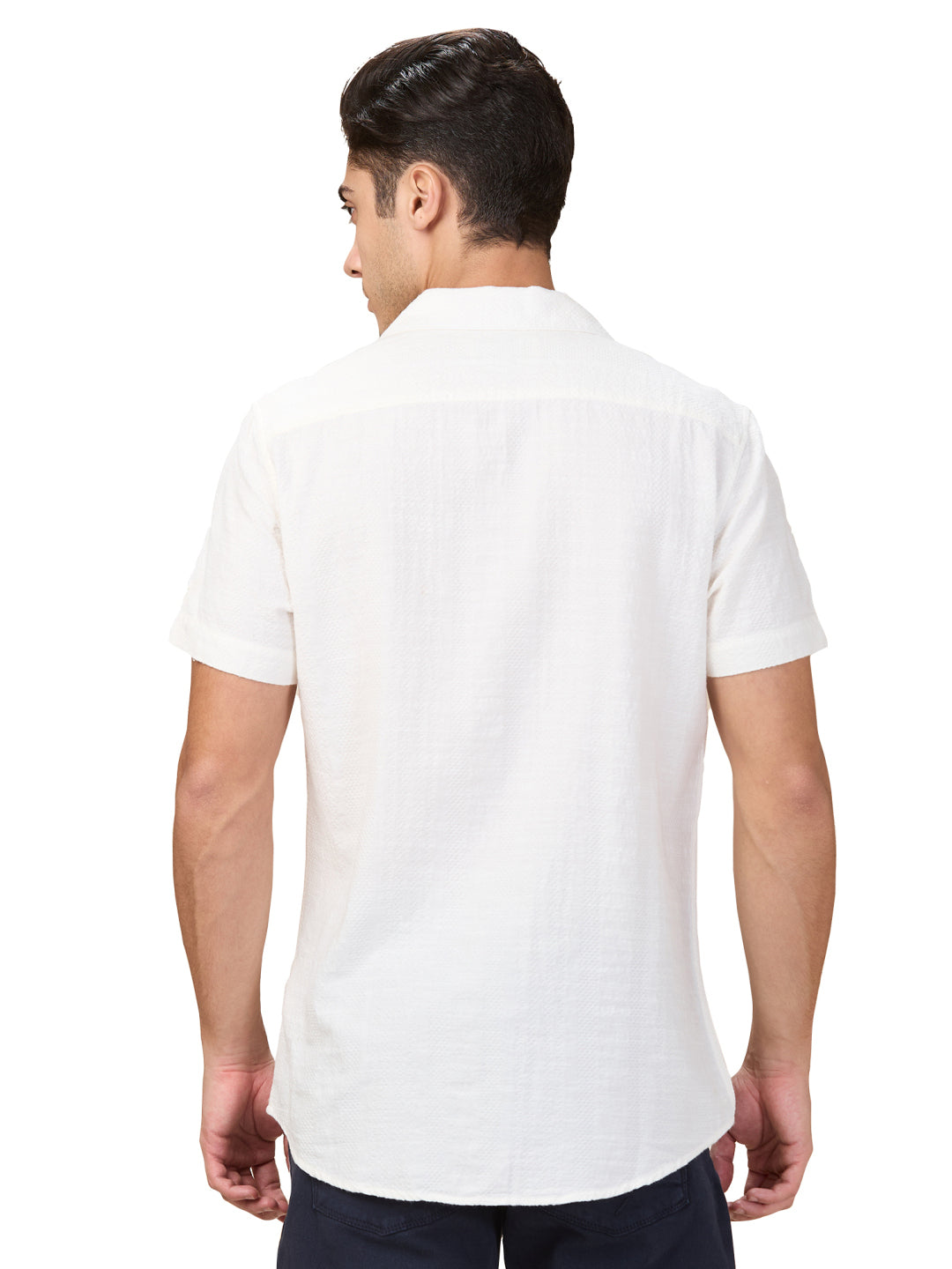 Beige Regular Fit Regular Collar Men's Shirt by Being Human Clothing