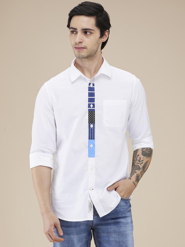 White Regular Fit Regular Collar Men's Shirt by Being Human Clothing