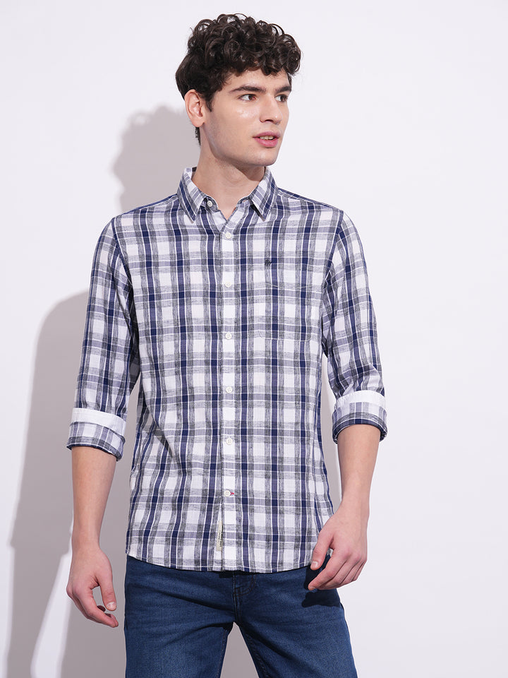 Navy Regular Fit Regular Collar Men's Shirt by Being Human Clothing