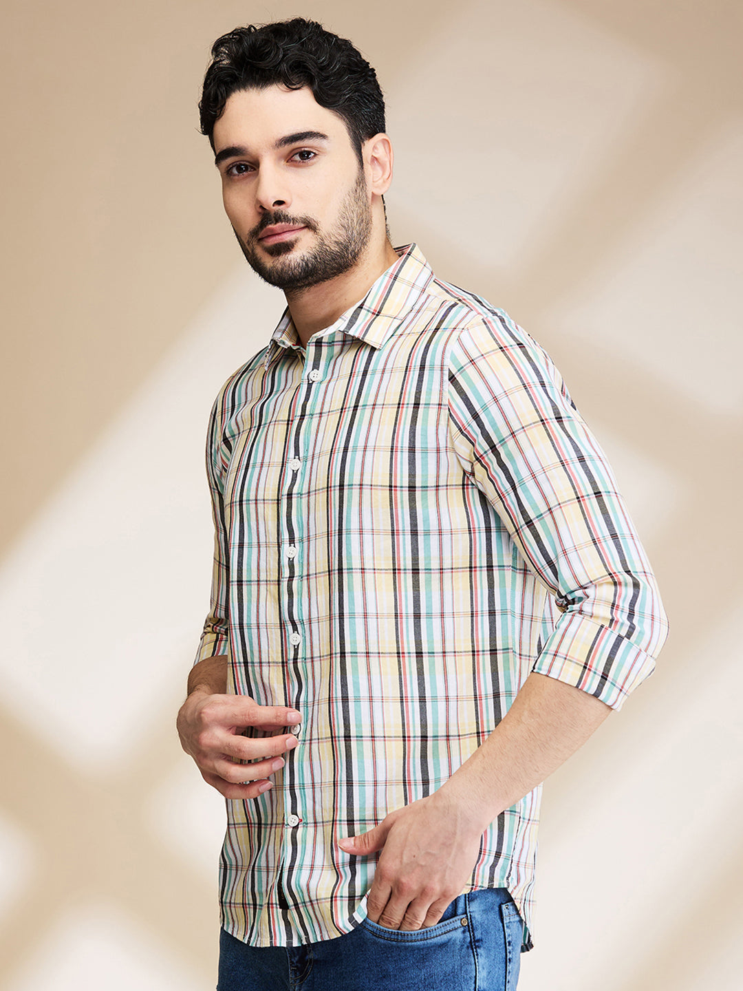 White Slim Fit Regular Collar Men's Shirt by Being Human Clothing