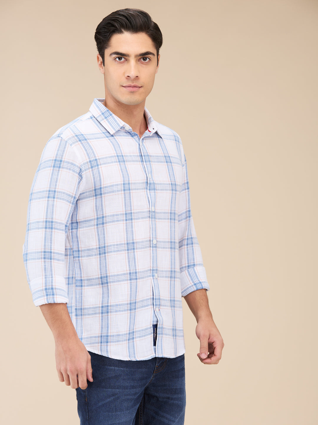 White Slim Fit Regular Collar Men's Shirt by Being Human Clothing