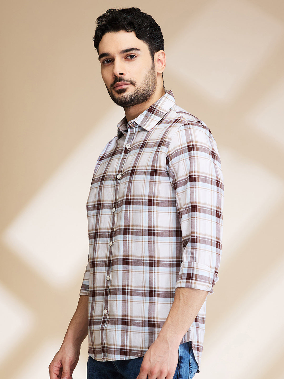 White Slim Fit Regular Collar Men's Shirt by Being Human Clothing