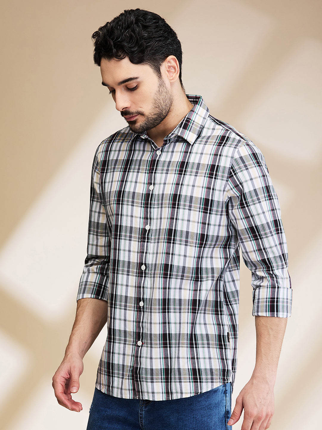 White Slim Fit Regular Collar Men's Shirt by Being Human Clothing