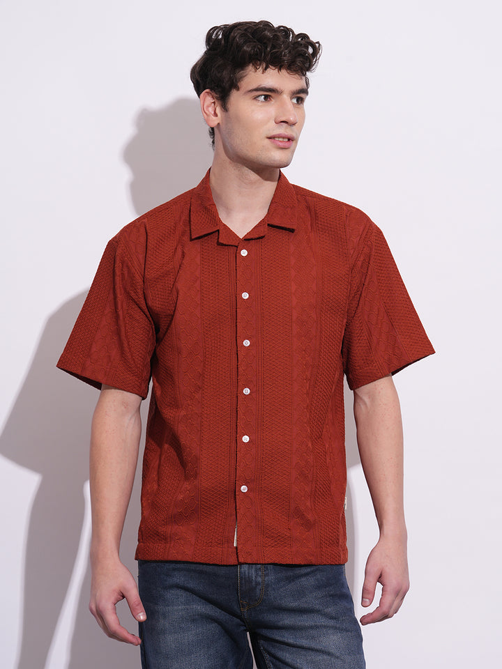 Rust Regular Fit Regular Collar Men's Shirt by Being Human Clothing
