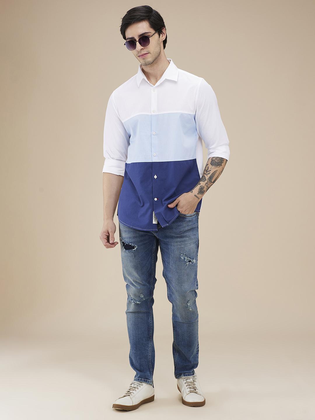 White Regular Fit Regular Collar Men's Shirt by Being Human Clothing