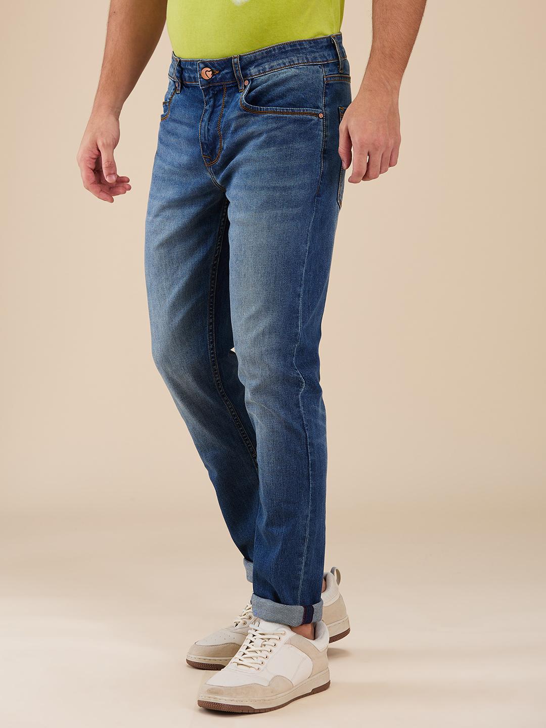 Blue Slim Fit Denims For Men By Being Human Clothing