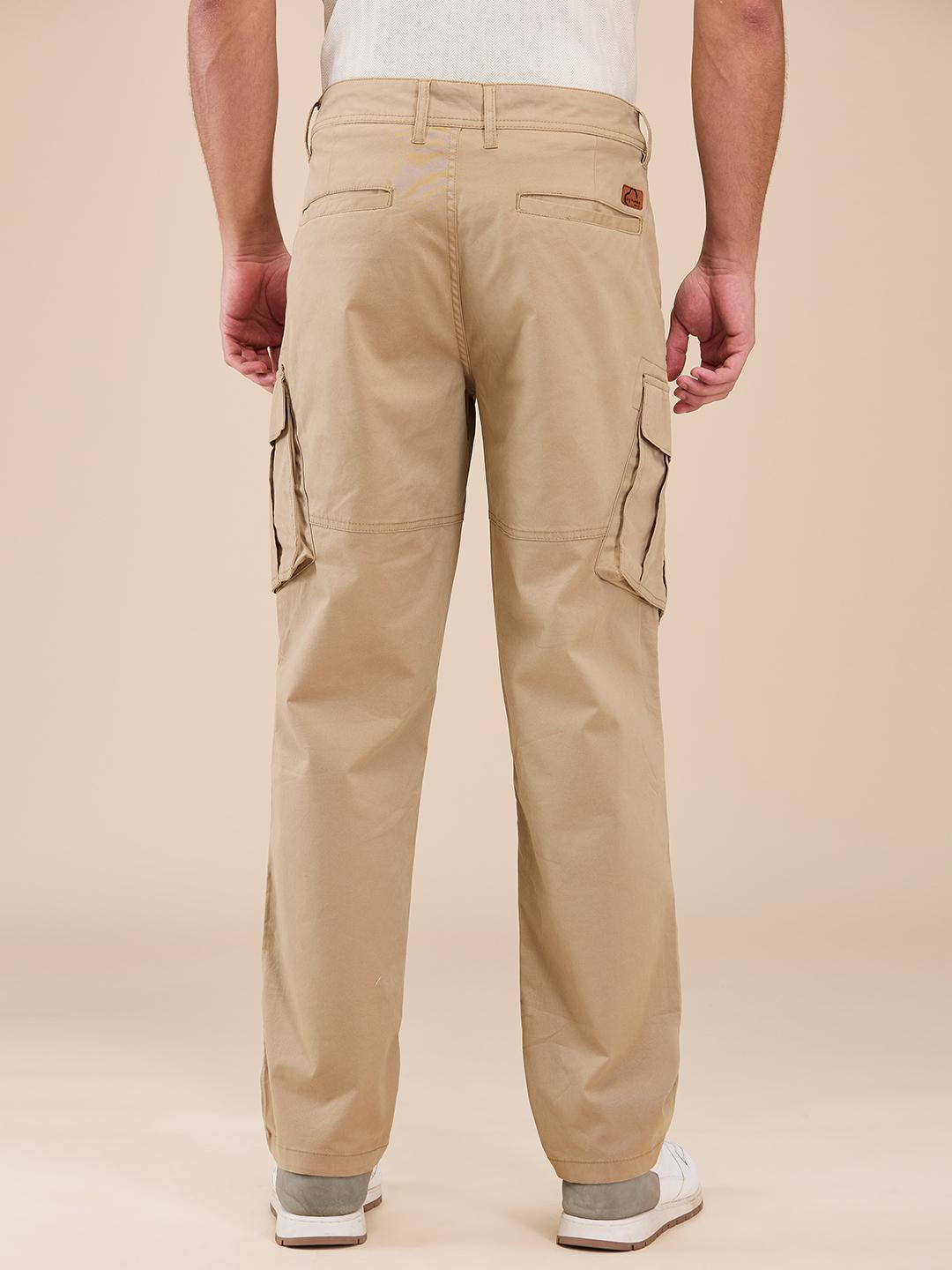 Khaki Slim Fit Cargo For Men By Being Human Clothing