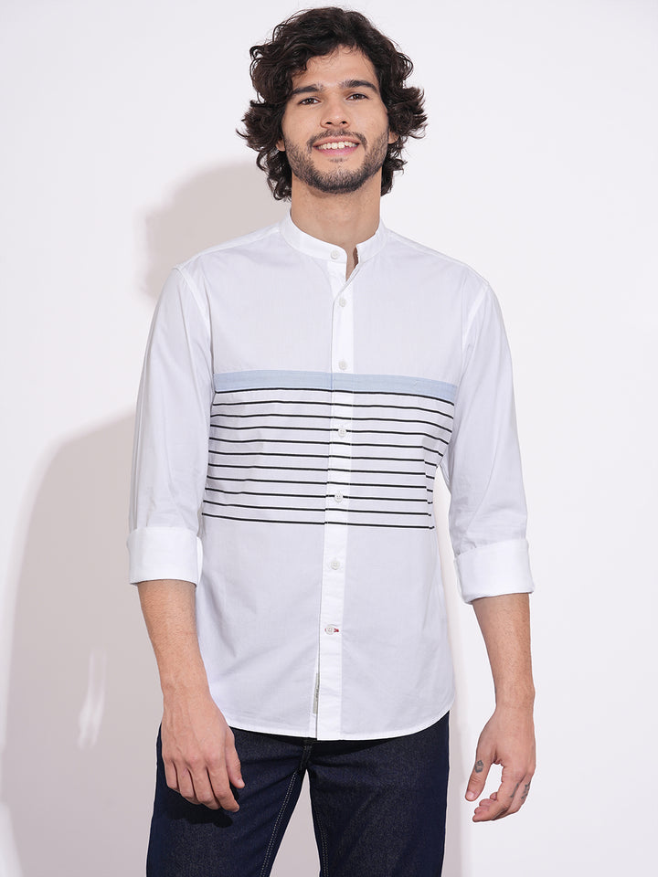 White Regular Fit Regular Collar Men's Shirt